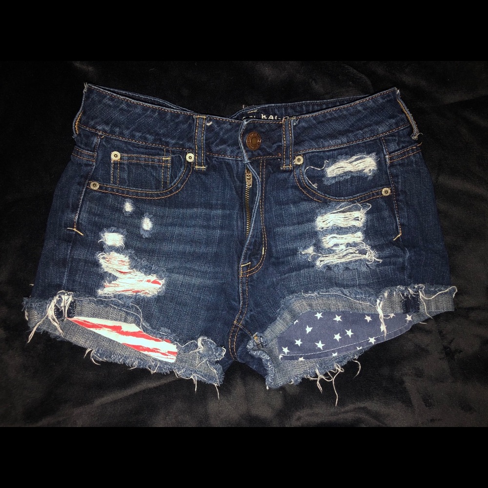 ripped american eagle denim shorts